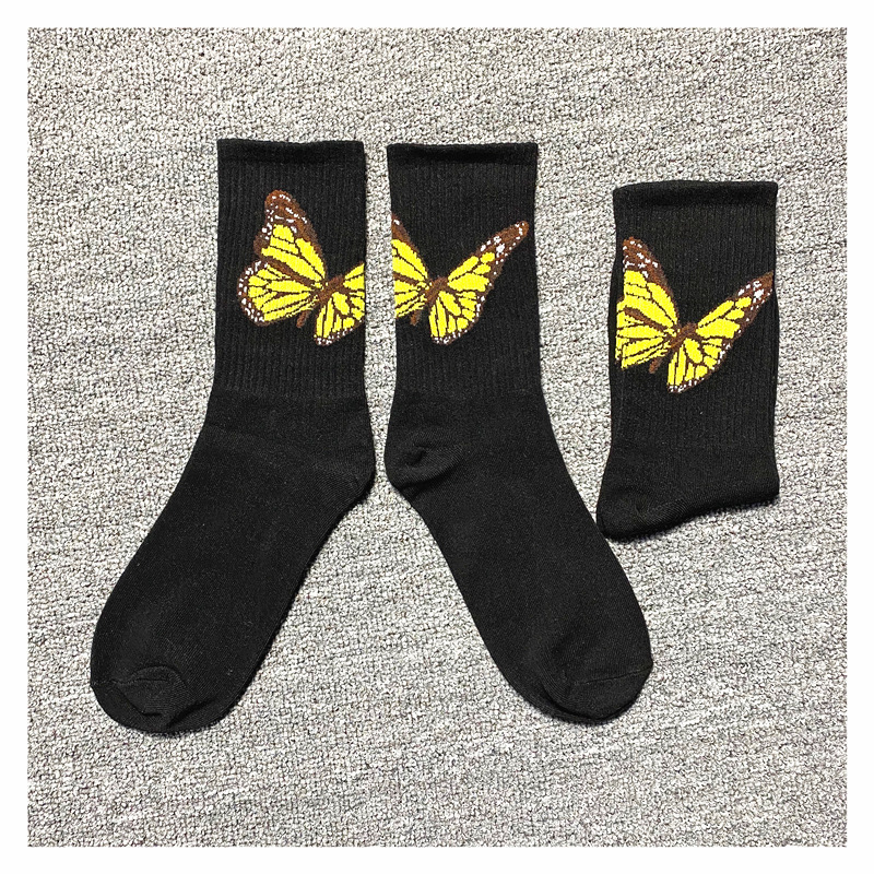 Tide Palm Angle Palm Butterfly Socks Angel Cotton Sports Socks For Men And Women In Black And White Tube Socks Street Tide